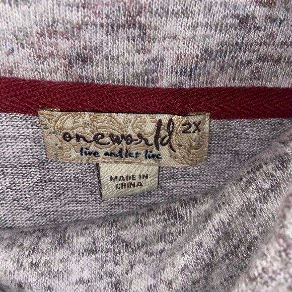 One World Tunic Sweater Womens 2X Gray Heathered Long Sleeve Cowl Neck Casual - Picture 4 of 14